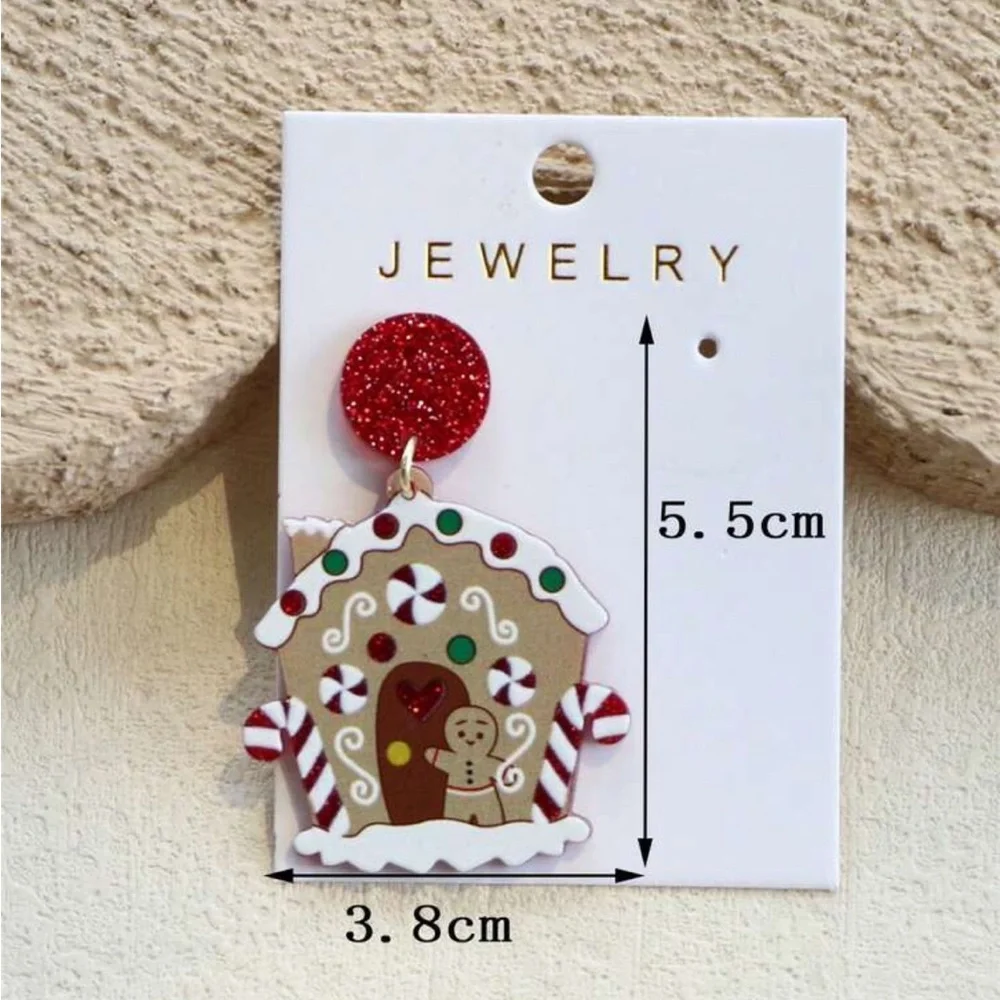 Festive Gingerbread House‎ Earrings